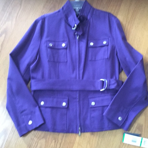 Jones New York Jackets & Blazers - Dark plum stretch belted jacket.